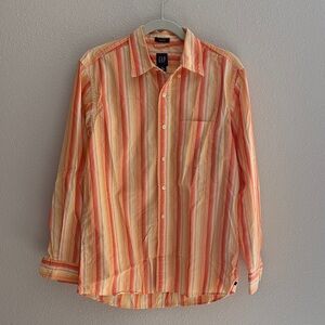 Gap Men's orange multi stripes casual shirt - size Medium